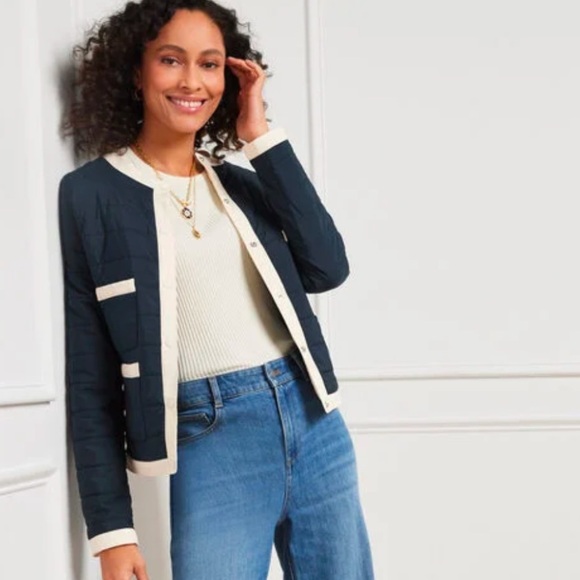 NWT Talbots Navy/Cream Light Puffer - Picture 3 of 10